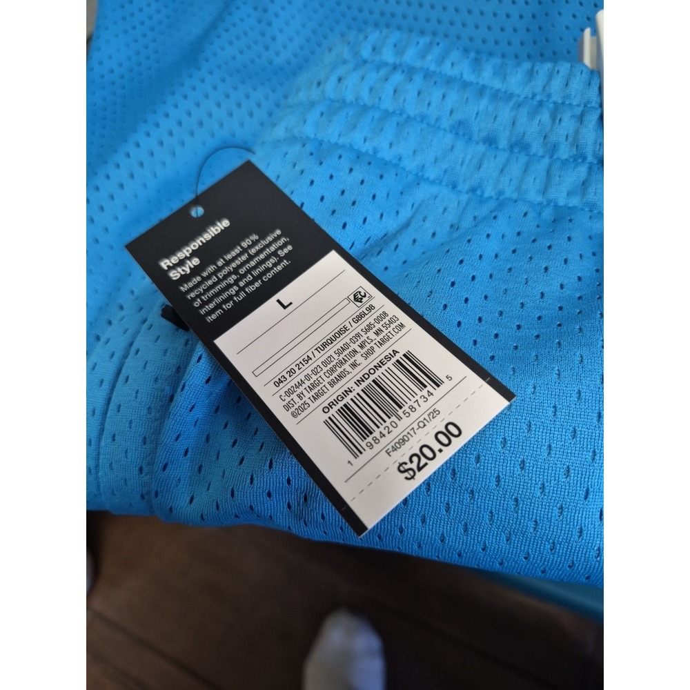 ORIGINAL USE brand Size Large Shorts Turquoise Blue Mesh Jogging Work Out Shorts